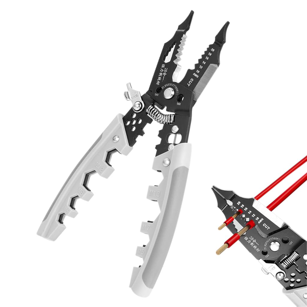 Serplex Wire Cutter Multi Wire Cutter Stripper Tool 28-in-1 Multifunctional Wire Stripper Vice Tool Chromium Vanadium Steel Wire Cutter Wire Stripper Crimper Crimping Tool for Electrician Serplex Wire Cutter Multi Wire Cutter Stripper Tool 28-in-1 Multifunctional Wire Stripper Vice Tool Chromium Vanadium Steel Wire Cutter Wire Stripper Crimper Crimping Tool for Electrician